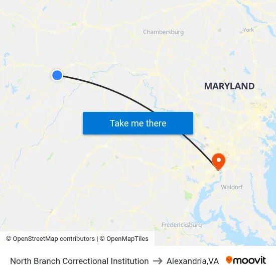 North Branch Correctional Institution to Alexandria,VA map