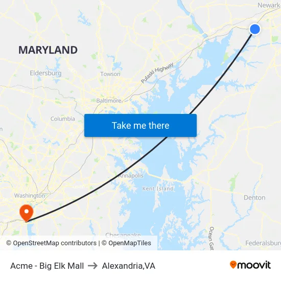 Acme - Big Elk Mall to Alexandria,VA map