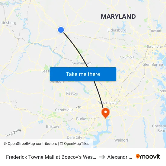 Frederick Towne Mall at Boscov's West Entrance to Alexandria,VA map