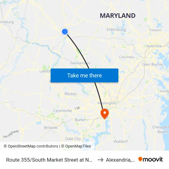Route 355/South Market Street at Noland to Alexandria,VA map