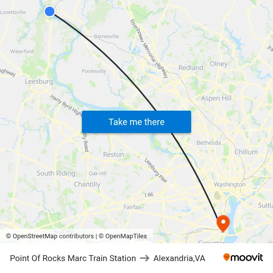 Point Of Rocks Marc Train Station to Alexandria,VA map