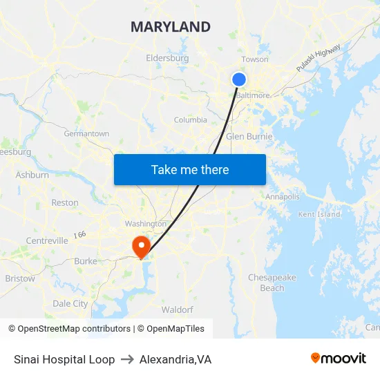 Sinai Hospital Loop to Alexandria,VA map