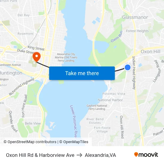 Oxon Hill Rd & Harborview Ave to Alexandria,VA map