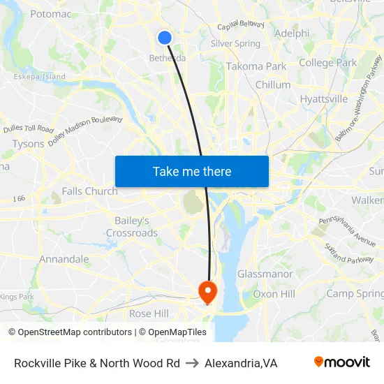 Rockville Pike & North Wood Rd to Alexandria,VA map