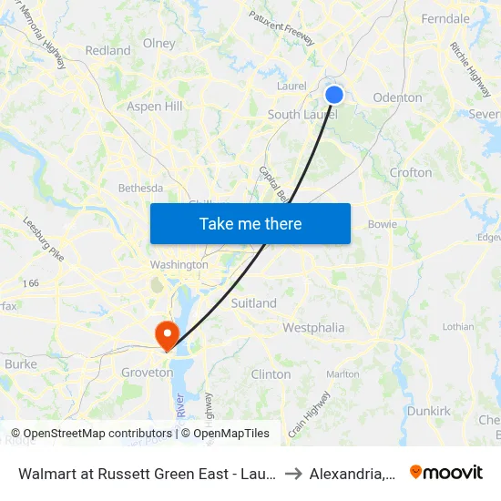 Walmart at Russett Green East - Laurel to Alexandria,VA map