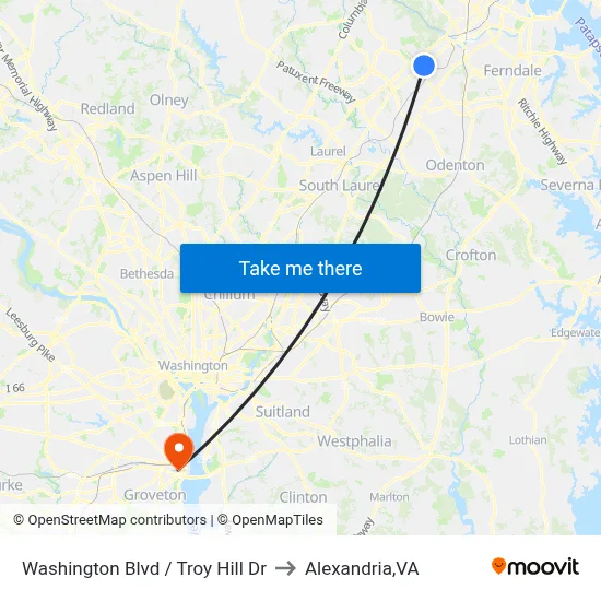 Washington Blvd / Troy Hill Dr to Alexandria,VA map