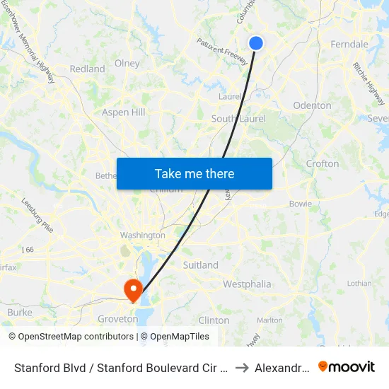 Stanford Blvd / Stanford Boulevard Cir (Westbound) to Alexandria,VA map