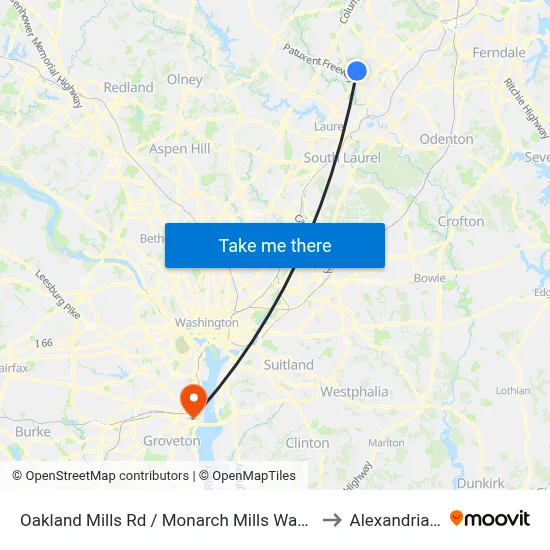 Oakland Mills Rd / Monarch Mills Way South to Alexandria,VA map