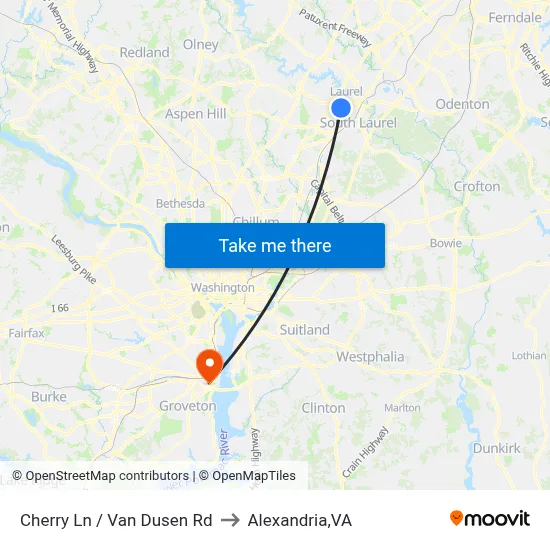 Cherry Ln / Van Dusen Rd to Alexandria,VA map