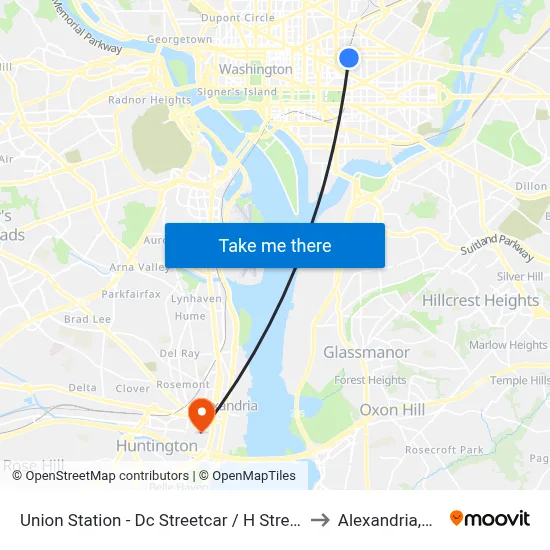 Union Station - Dc Streetcar / H Street to Alexandria,VA map