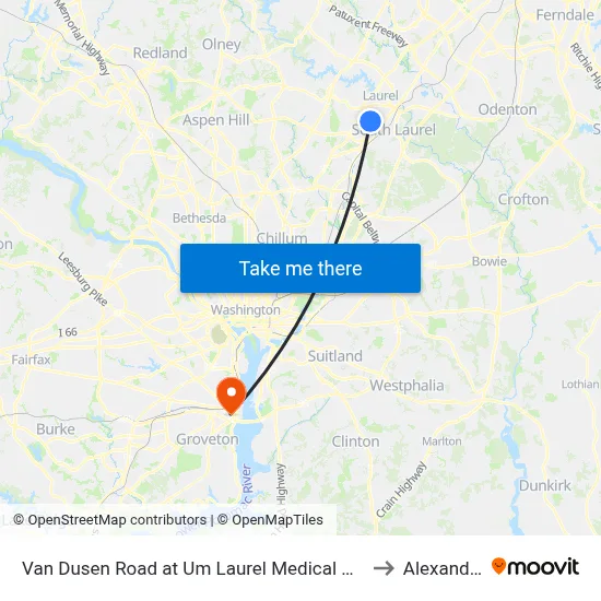 Van Dusen Road at Um Laurel Medical Center (Northbound) to Alexandria,VA map