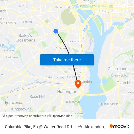 Columbia Pike, Eb @ Walter Reed Drive, FS to Alexandria,VA map