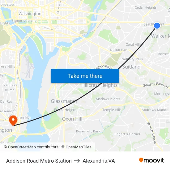 Addison Road Metro Station to Alexandria,VA map