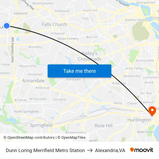 Dunn Loring Merrifield Metro Station to Alexandria,VA map