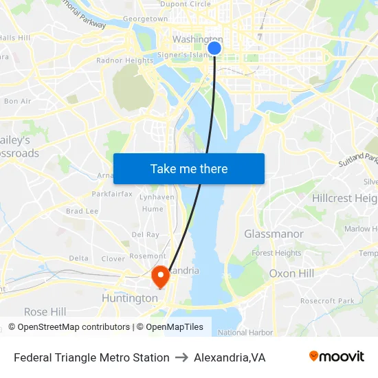 Federal Triangle Metro Station to Alexandria,VA map