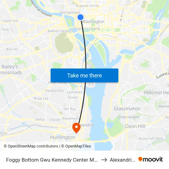 Foggy Bottom Gwu Kennedy Center Metro Station to Alexandria,VA map