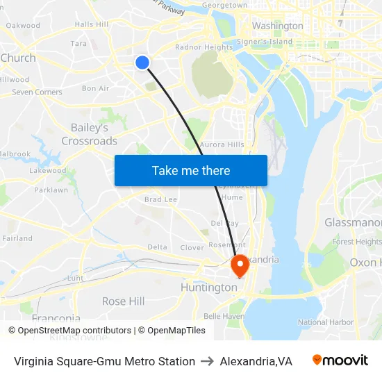 Virginia Square-Gmu Metro Station to Alexandria,VA map