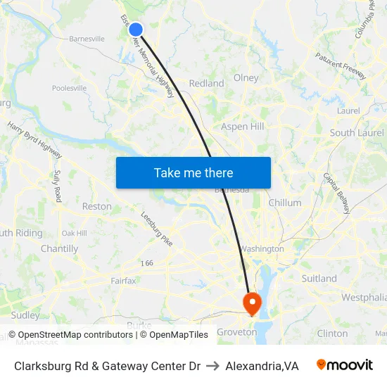 Clarksburg Rd & Gateway Center Dr to Alexandria,VA map