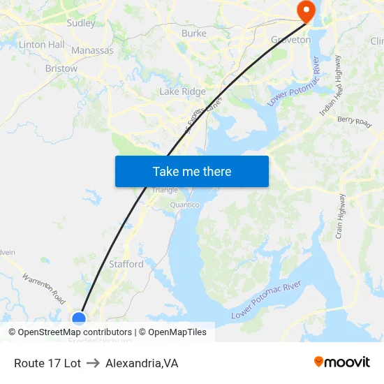 Route 17 Lot to Alexandria,VA map
