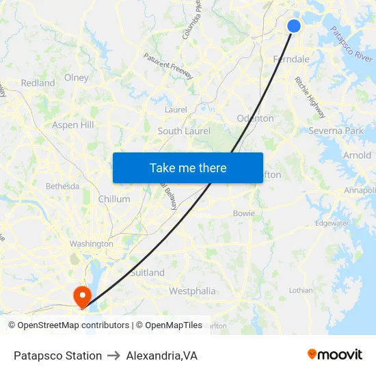 Patapsco Station to Alexandria,VA map
