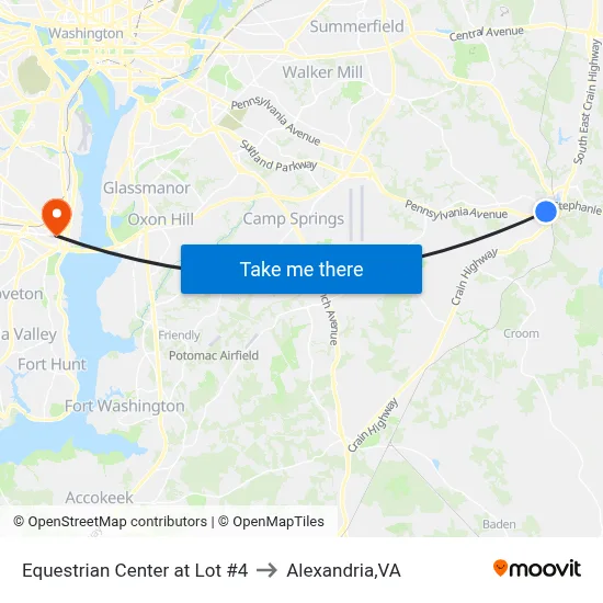 Equestrian Center at Lot #4 to Alexandria,VA map