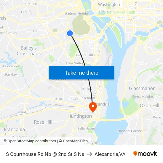 S Courthouse Rd Nb @ 2nd St S Ns to Alexandria,VA map