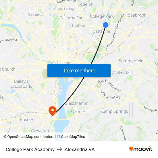 College Park Academy to Alexandria,VA map