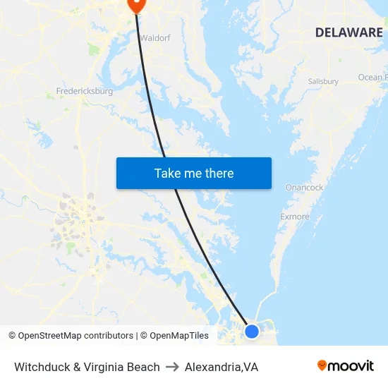 Witchduck & Virginia Beach to Alexandria,VA map