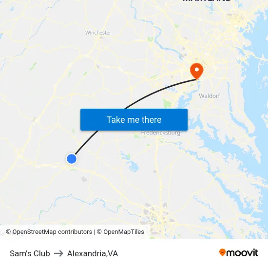 Sam's Club to Alexandria,VA map
