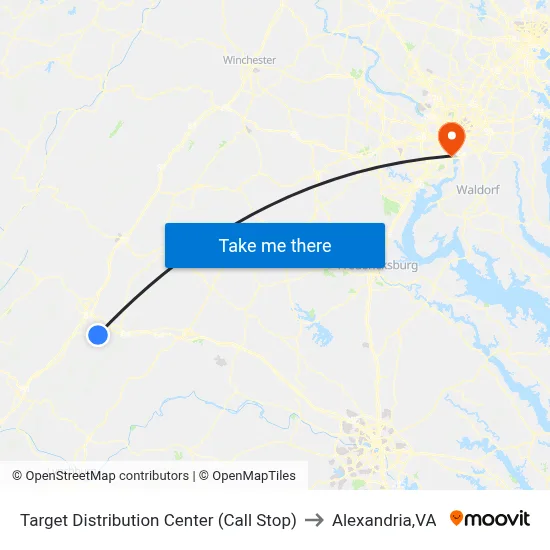 Target Distribution Center (Call Stop) to Alexandria,VA map