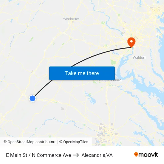 E Main St / N Commerce Ave to Alexandria,VA map