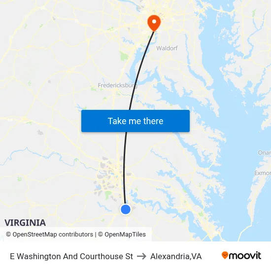 E Washington And Courthouse St to Alexandria,VA map