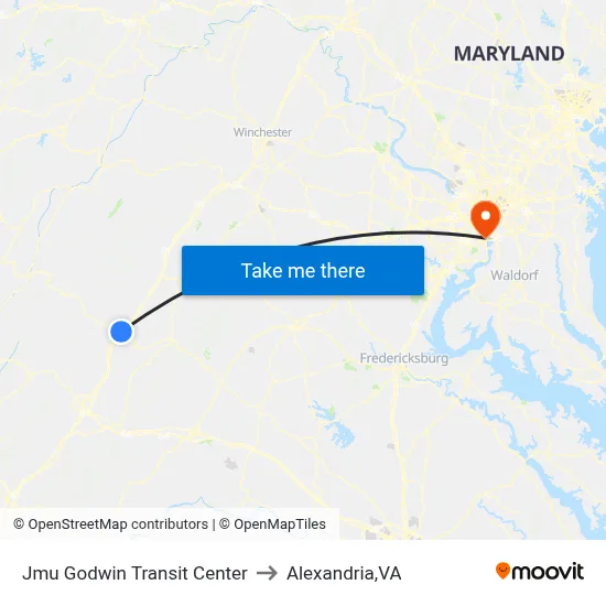 Jmu Godwin Transit Center to Alexandria,VA map
