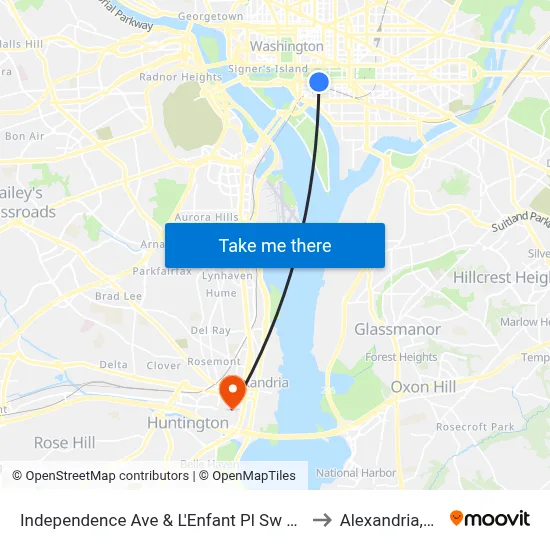 Independence Ave & L'Enfant Pl Sw Wb to Alexandria,VA map