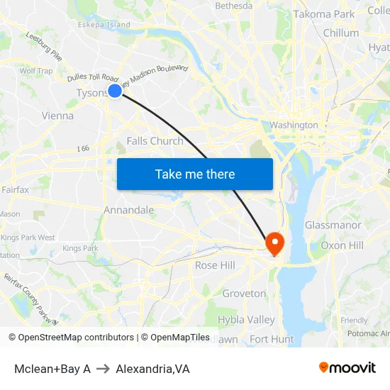 Mclean+Bay A to Alexandria,VA map
