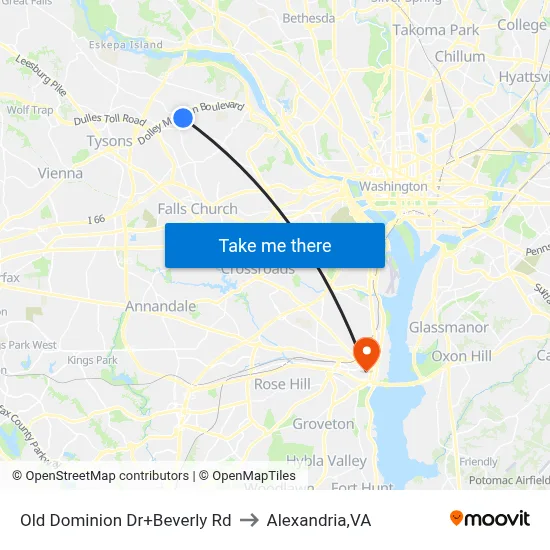Old Dominion Dr+Beverly Rd to Alexandria,VA map