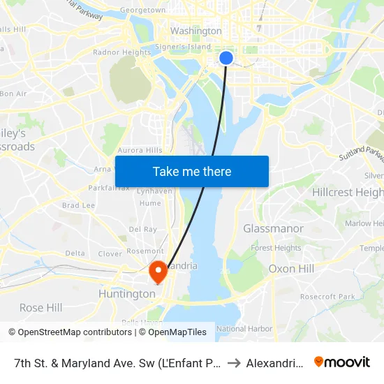 7th St. & Maryland Ave. Sw (L'Enfant Plaza) Nb to Alexandria,VA map