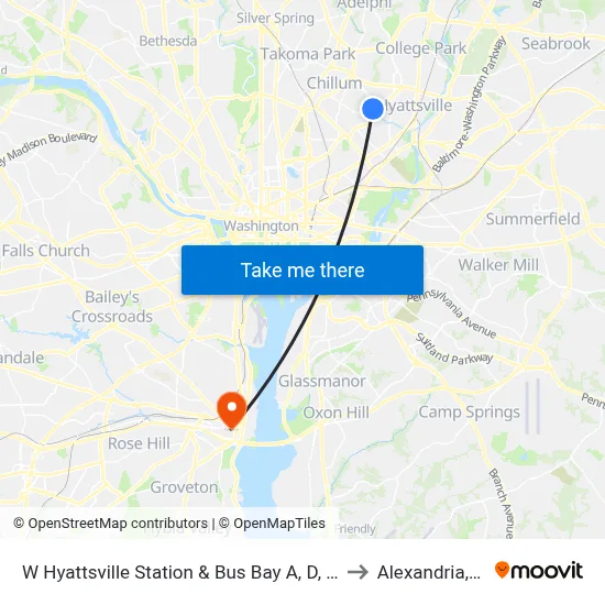 W Hyattsville Station & Bus Bay A, D, E, F to Alexandria,VA map