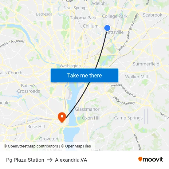 Pg Plaza Station to Alexandria,VA map