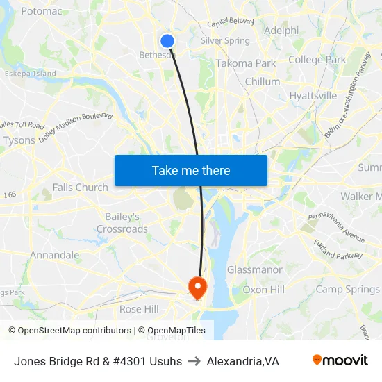 Jones Bridge Rd & #4301 Usuhs to Alexandria,VA map
