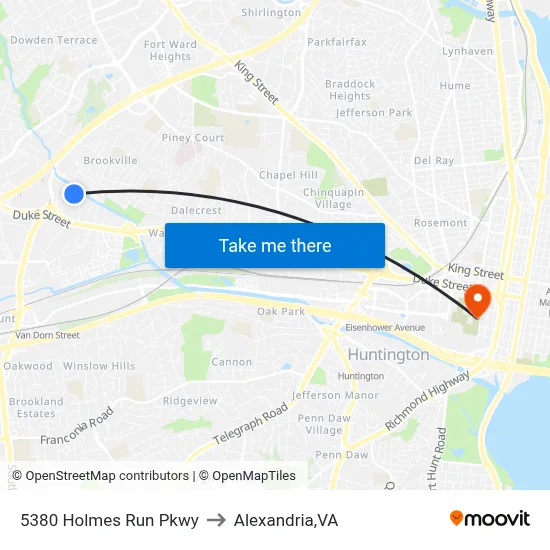 5380 Holmes Run Pkwy to Alexandria,VA map