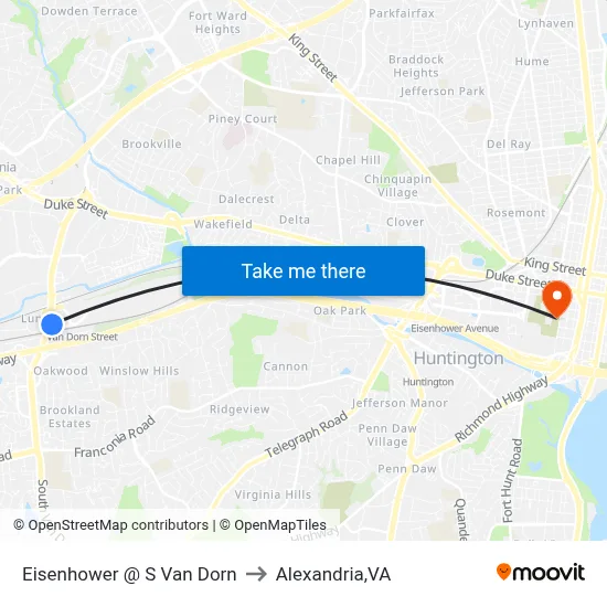 Eisenhower @ S Van Dorn to Alexandria,VA map