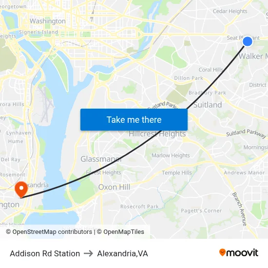 Addison Rd Station to Alexandria,VA map