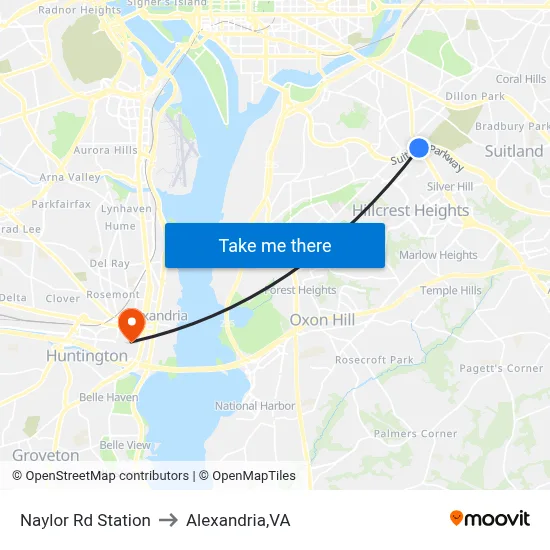 Naylor Rd Station to Alexandria,VA map