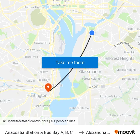 Anacostia Station & Bus Bay A, B, C, D to Alexandria,VA map