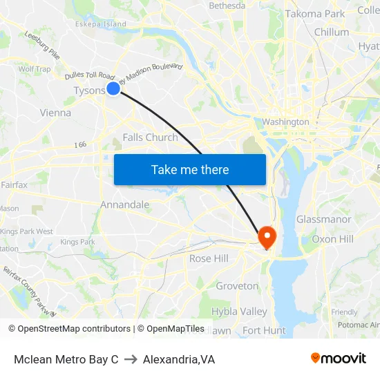 Mclean Metro Bay C to Alexandria,VA map