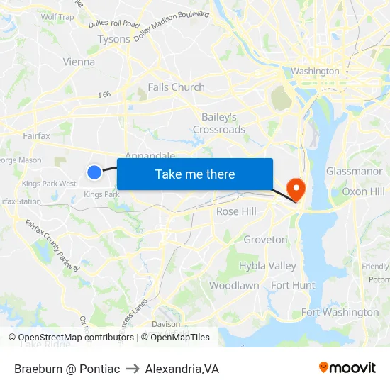 Braeburn @ Pontiac to Alexandria,VA map