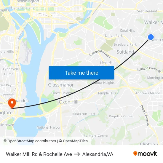 Walker Mill Rd & Rochelle Ave to Alexandria,VA map