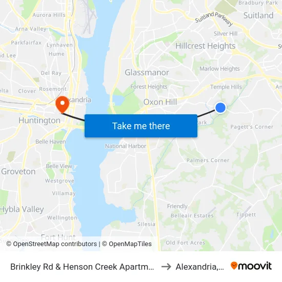 Brinkley Rd & Henson Creek Apartments to Alexandria,VA map
