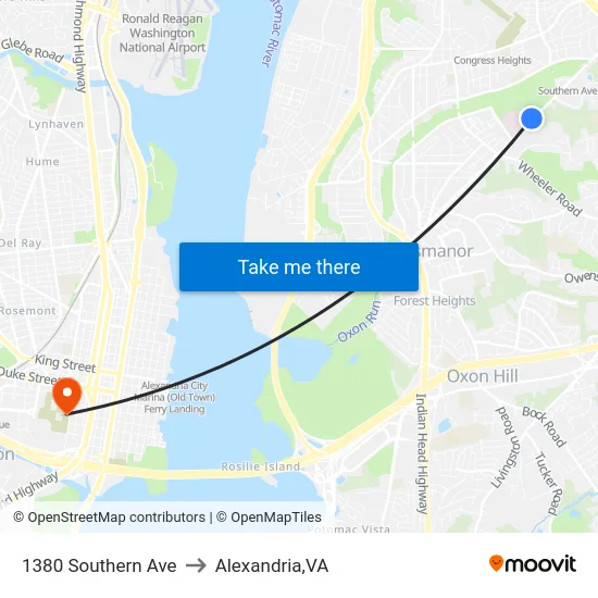 1380 Southern Ave to Alexandria,VA map